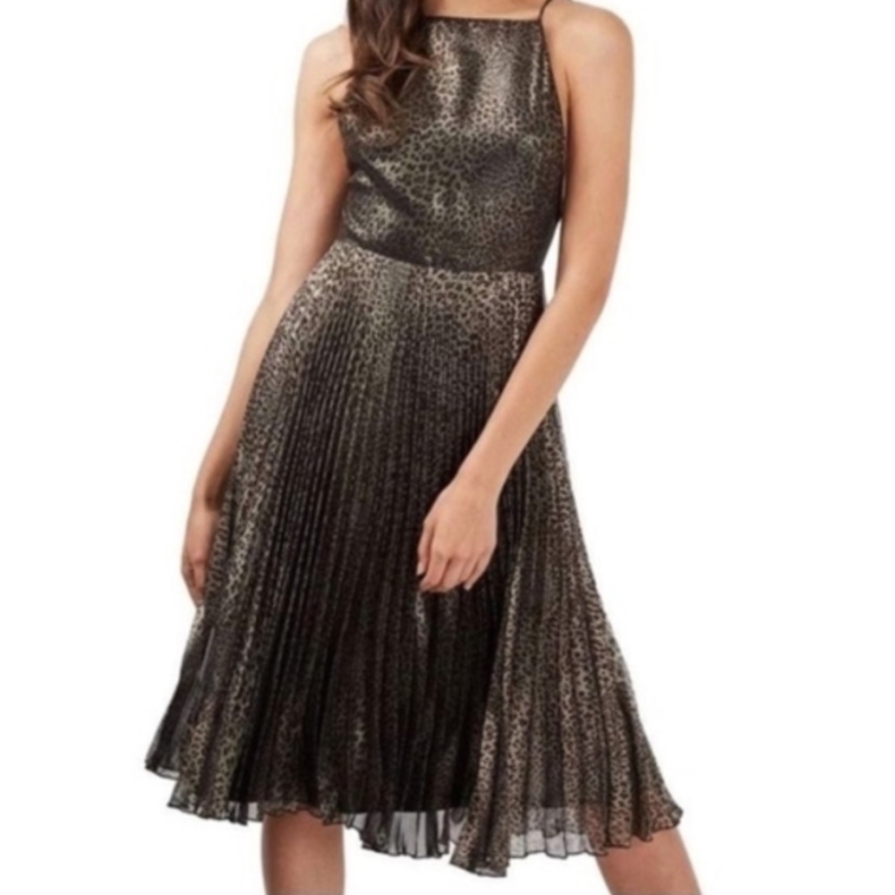 TopShop silver cheetah midi dress